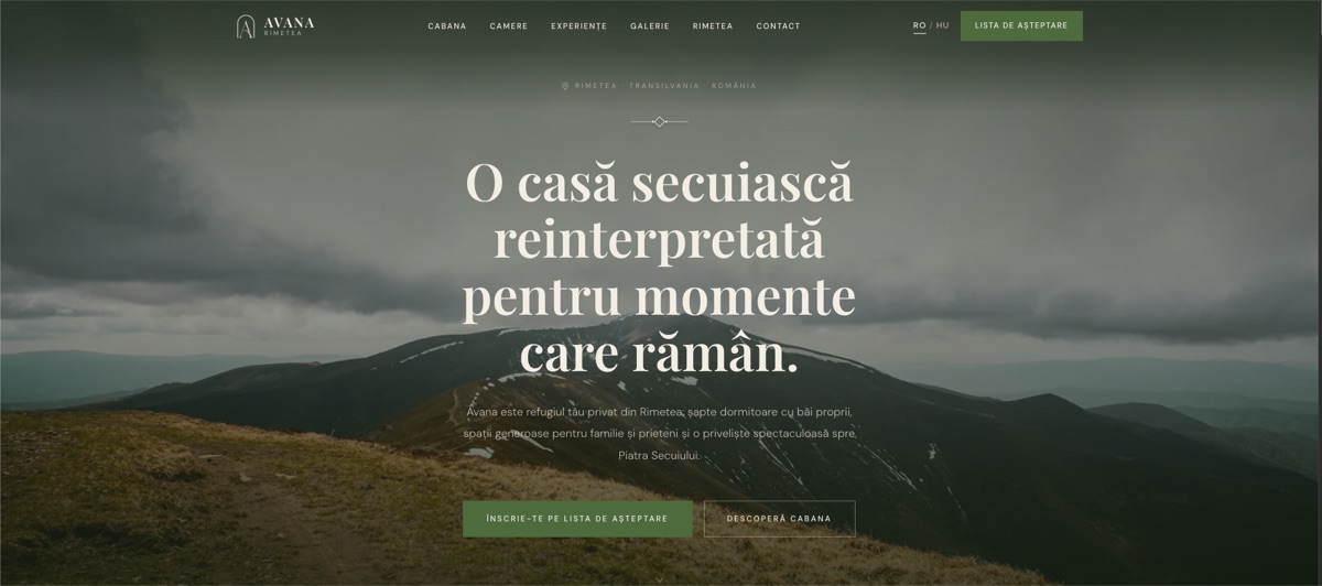 Cabana Rimetea AVANA — proiect web KADD