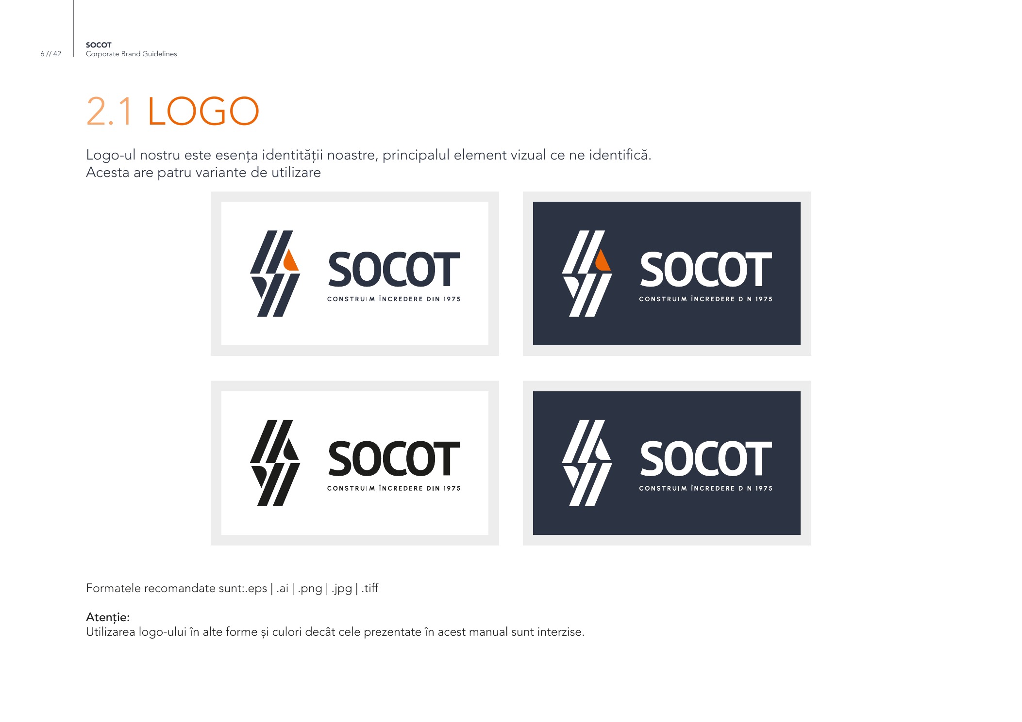 SOCOT logo system in positive and reversed versions