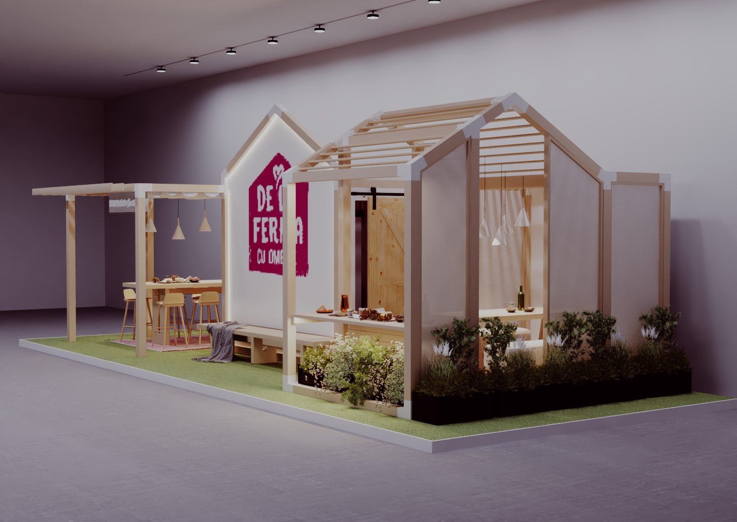 3D render of the Ferma cu Omenie stand